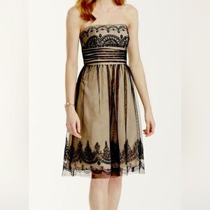 David’s Bridal Strapless tulle dress with caviar beading